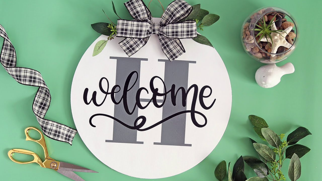 DIY Monogrammed Welcome Sign with Craftables Adhesive Vinyl