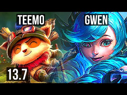TEEMO vs GWEN (TOP) | Rank 2 Teemo, 3/0/2 | TR Grandmaster | 13.7