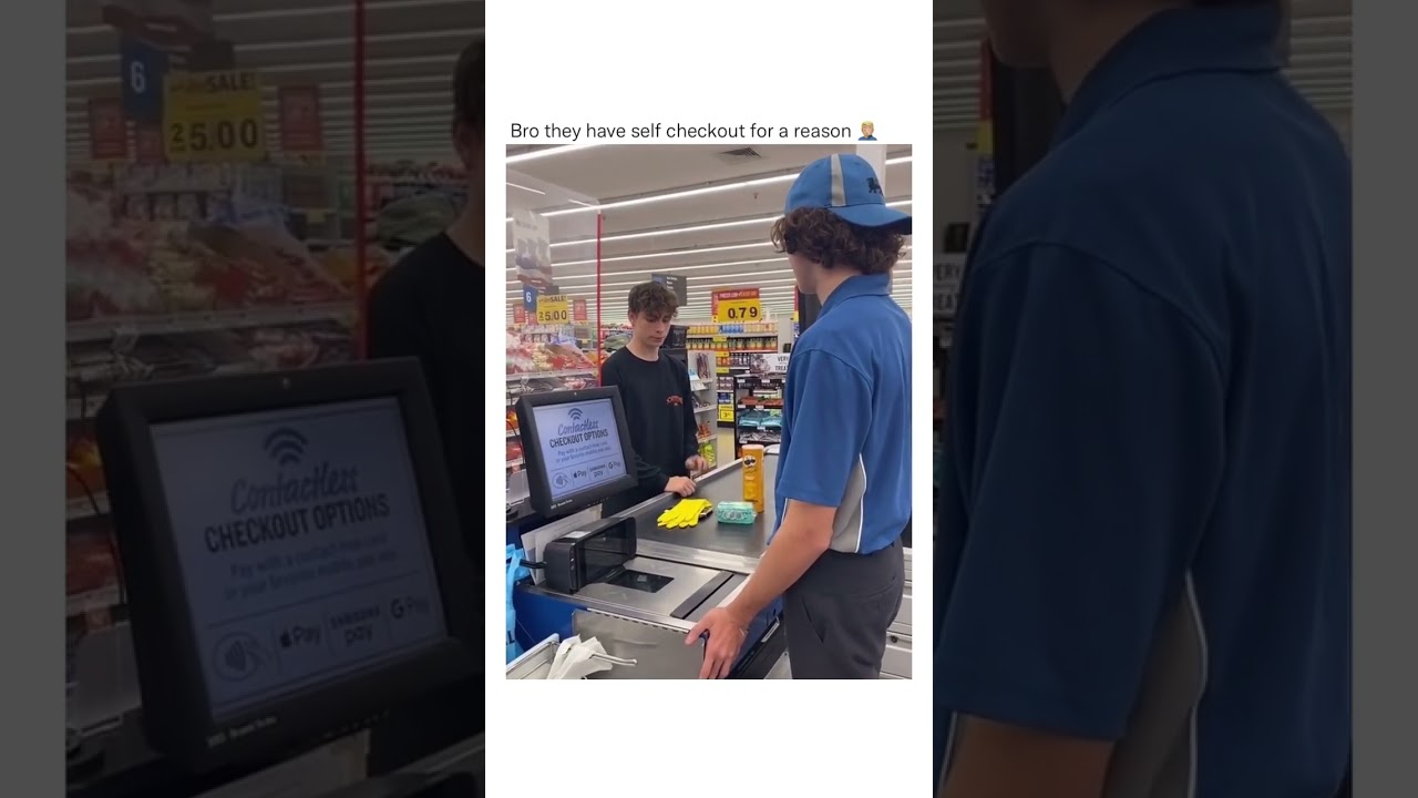 This is why we got self checkout 😂😂😂 #ohlawdchallenge #cashiers #fails #fail #shorts #cleaning