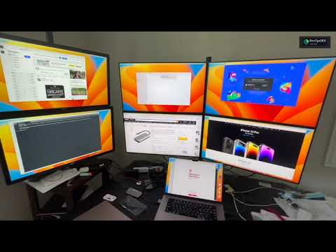 Six Displays Running on M2 Macbook Pro | six monitors in Mac