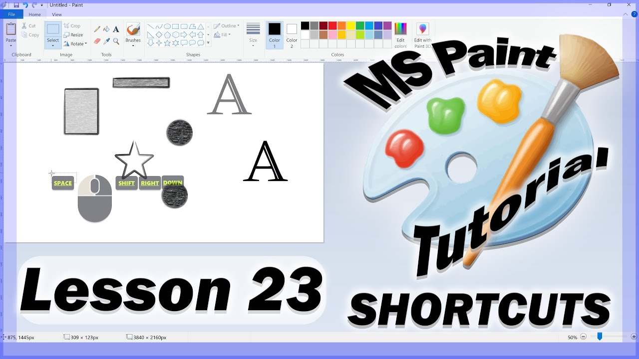MS Paint Tutorials Lesson 23 MS paint shortcuts