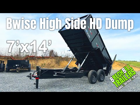 BWISE 7x14 Dump Trailer with 44" High Sides- 14K GVWR - Model DT714LP-LE-14-H