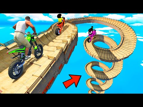 SHINCHAN AND FRANKLIN WENT INTO THE SPIRAL MEGA RAMP PARKOUR CHALLENGE GTA 5
