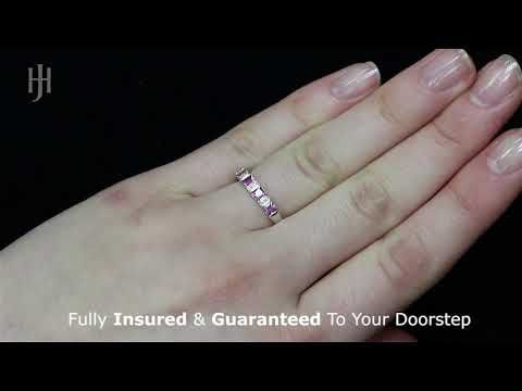 9ct W/G Diamond & Pink Sapphire Eternity Ring - HJ284