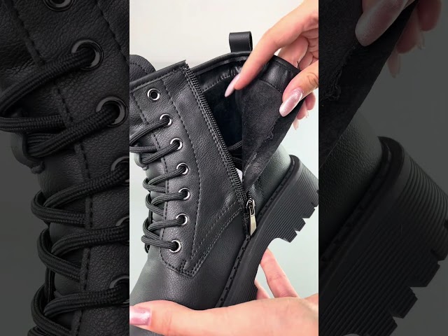 Чоботи жіночі шкіряні байка хутро 592641 Чорний Черевики жіночі шкіряні байка 593369 Чорні