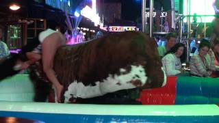 preview picture of video '☼ Magaluf 2014 | girl is rodeo bull riding and revealing her .....'