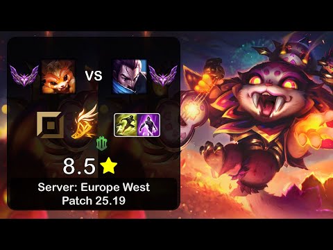 Gnar Top vs Yasuo - EUW Master - Patch 25.19