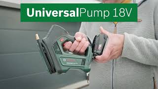 Автомобільний компресор Bosch UniversalPump, 18 В, (без АКБ та ЗП) (0.603.947.100) — відео 1