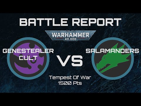 Warhammer 40K 9th ed. Battle Report | Genestealer Cult vs Salamanders | Tempest Of War 1500 points