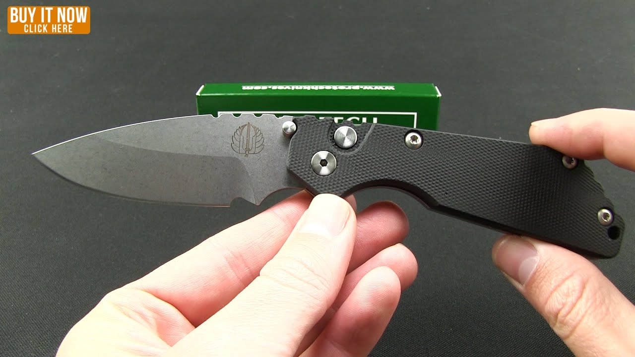 Strider + Pro-Tech SnG Automatic Knife Green Grain Micarta (3.5" Black)