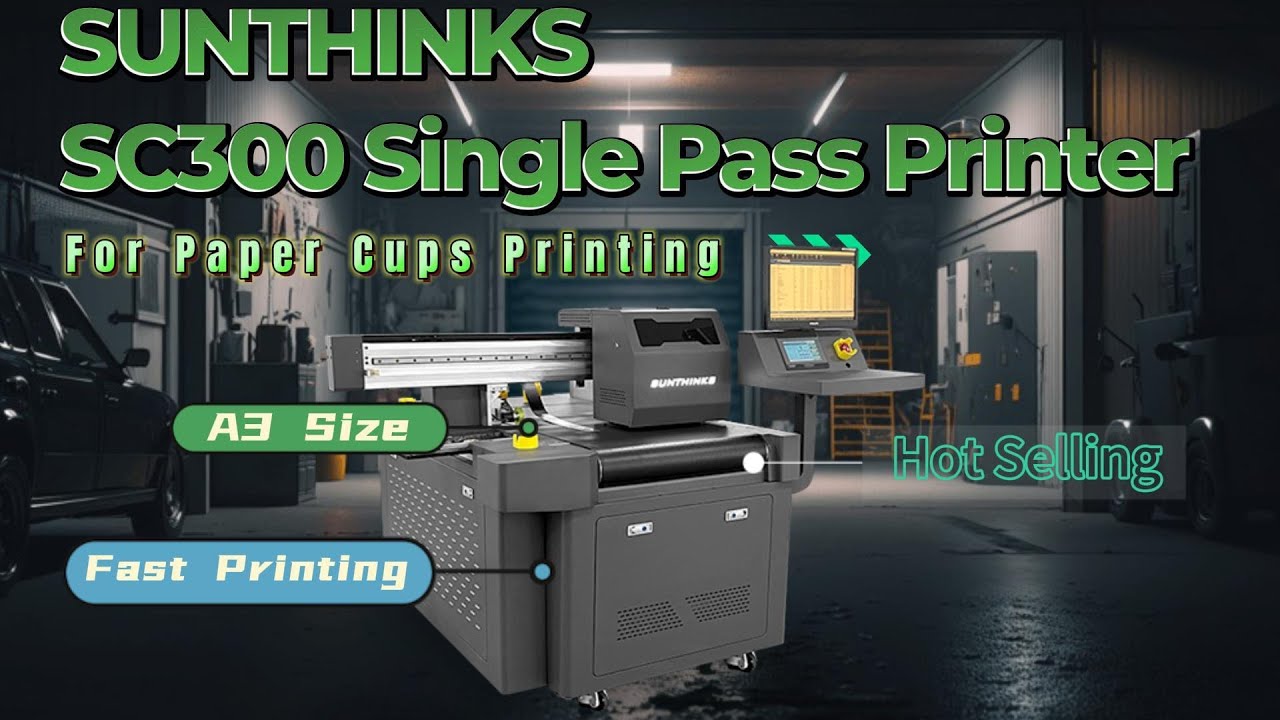 Sunthinks SC300 Digital Single Pass Printer For Paper Cups Printing.