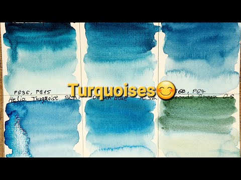 Turquoise watercolors comparison