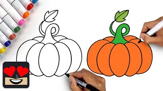 How To Draw a Pumpkin Easy | Draw & Color Tutorial