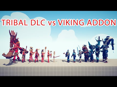 TRIBAL DLC Team vs VIKING ADDON Team - Totally Accurate Battle Simulator TABS