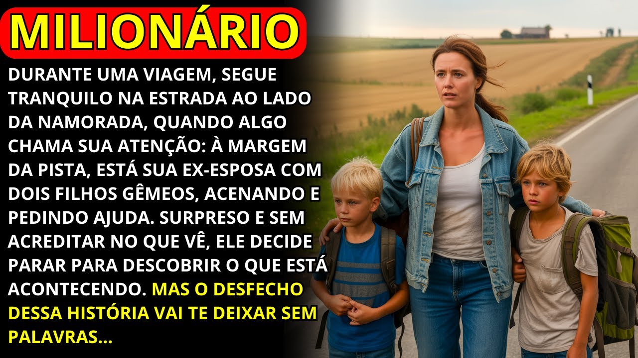 MILIONÁRIO VIAJA COM A NAMORADA E VÊ SUA EX-ESPOSA PEDINDO CARONA COM GÊMEOS IDÊNTICOS NA ESTRADA