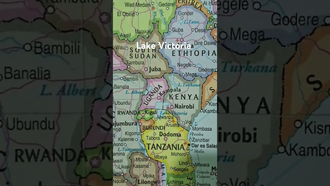 Lake Victoria and it's surrounding countries: Kenya, Tanzania and Uganda