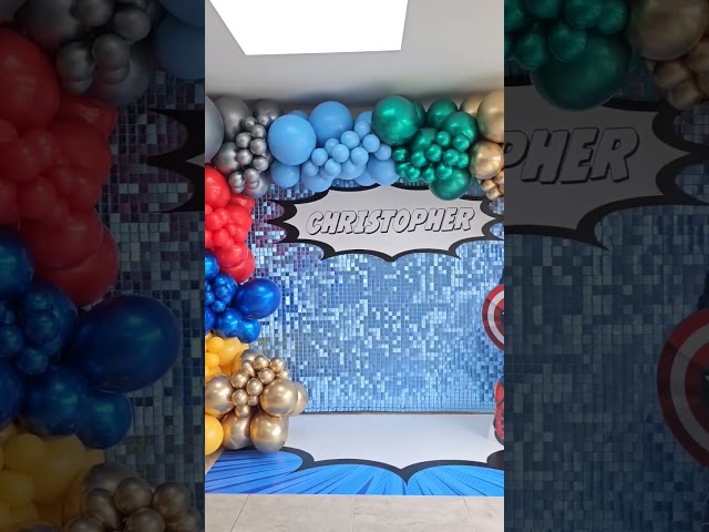 Vídeo relacionado con 1 Pancarta de Fondo para Fiesta de cumpleaños con temática de superhéroes con Horizonte de la Ciudad, Globos y Confeti, decoración del hogar 150cmx100cm
