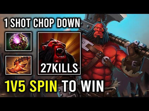 1V5 SPIN TO WIN Brutal Berserker Call Instant Chop Down Everyone Carry Offlane Axe Dota 2