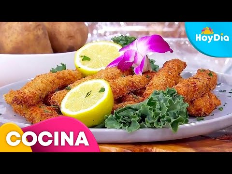 Receta de unos sabrosos palitos de pollo, queso y papas | Hoy Día | Telemundo