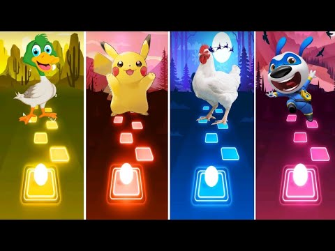 The Duck VS Pikachu VS Chicken Song VS Talking Tom Hero Dash -Tiles hop EDM Rush
