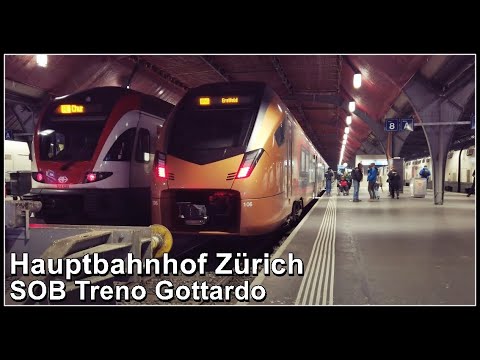 Abfahrt eines IR 46 SOB Treno Gottardo beim Hauptbahnhof Zürich, Stadt Zürich, Schweiz 2021