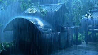(NO ADS) Fall Asleep Fast in 3 Minutes ⛈️ Heavy Rain & Powerful Thunder in Forest Cabin