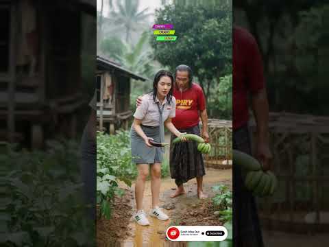 She's awkwardly took vegetables without asking! heavy rain in village life #rainyday #fyp #heavyrain