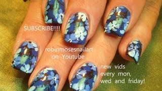 Nail Art Tutorial | DIY EASY Monochrome Blue Flower Nails Design!!!