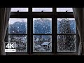 4K Winter Town With Snow Window View Relaxing Calming Ambience