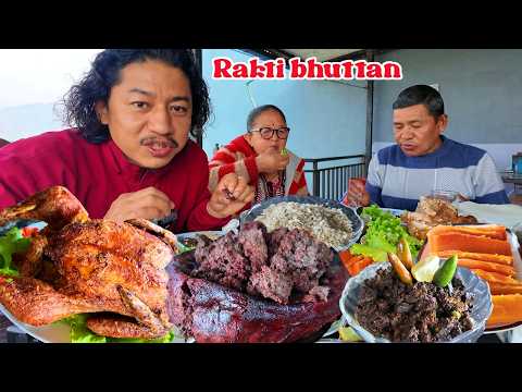 Chiura Rakti Bhutuwa, Whole Roast, Fresh fruits and salad | Real mukbang time