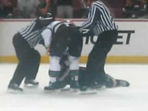 San Jose Sharks vs. Anaheim Ducks Fight....