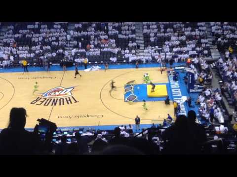 OKC Thunder Half Time Show!! Awesome trampoline Dunks!!