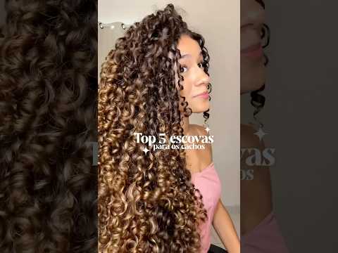 Top 5 ESCOVAS para o cabelo cacheado ✨💗 #cabelocacheado #escovapolvo #cacheadas
