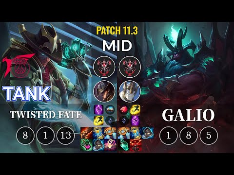 TLN Tank Twisted Fate vs Galio Mid - KR Patch 11.3