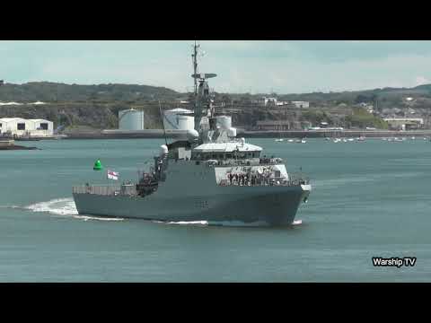 HMS TRENT P224 ENTERS DEVONPORT NAVAL BASE AT DEVILS POINT - 10th July 2020