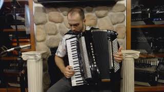Video thumbnail for 3060 - Black Excelsior Symphony Gold Piano Accordion LMMH 42 120 $4999 by Liberty Bellows
