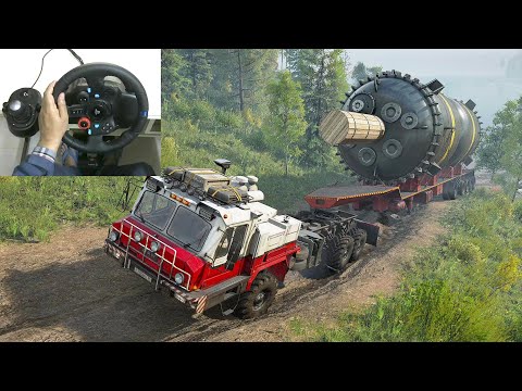 DAN 96320 Transporting A Super Heavy Load Trailer - Snowrunner | Logitech g29 Gameplay