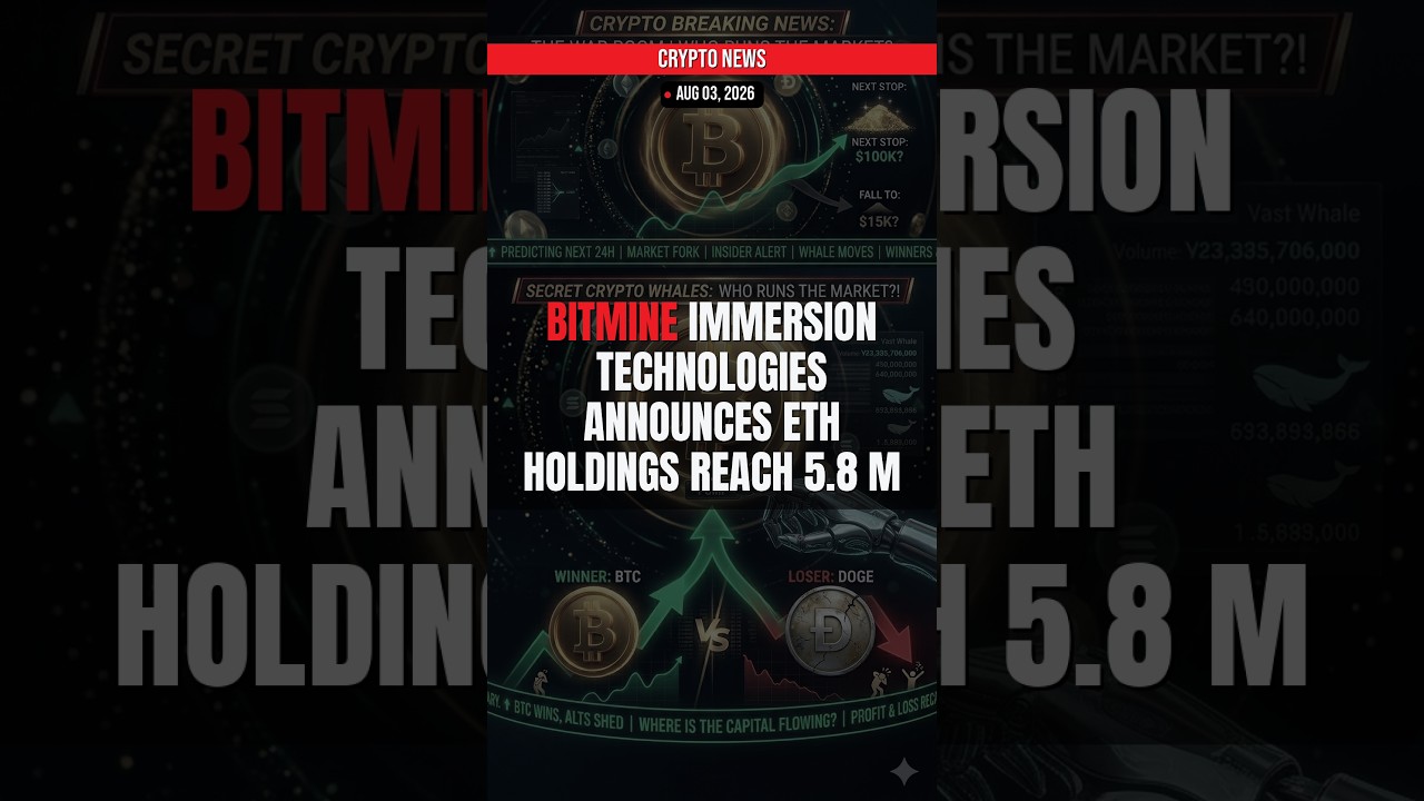 BREAKING: Bitmine Immersion Technologies Announces ETH Holdi — Crypto News Aug 03, 2026