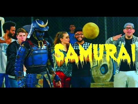 Football Freestyler battles in Brazil in full Samurai Gear