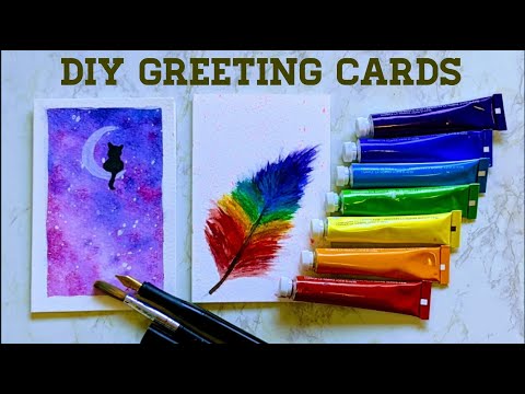 DIY Greeting Cards (Part 1) | Easy Acrylic Paintings | Beginner/Kid-Friendly