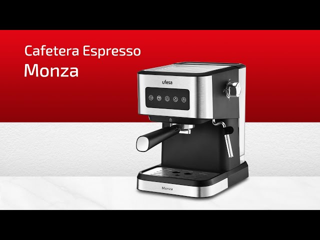 Cafetera Espresso Ufesa Monza 1,5 L 20 bar con vaporizador orientable y bandeja calienta-tazas video