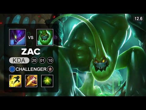 Zac vs Kha'zix Jungle - EUW Challenger - Patch 12.6 Season 12