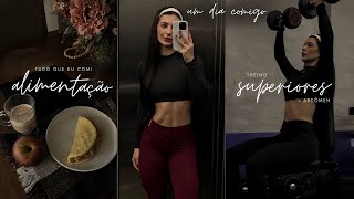 VLOG | tudo que eu como em um dia + treino de superiores e abdômen 