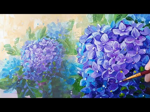 Simple flowers / Acrylic painting for beginner/ how to paint Hydrangea /아크릴화 / asmr #38