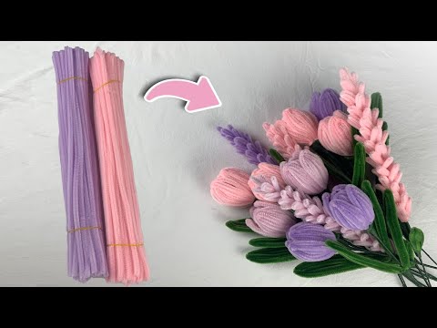 Einfache DIY-Blumen: Tulpen und Lavendel aus Pfeifenreinigern selber machen! 🌷💜 | Rosenduft-Boutique