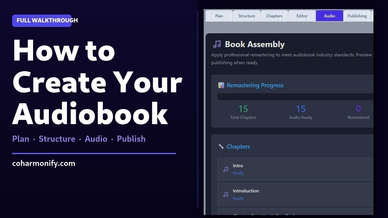 How to Create and Publish Your Audiobook — CoHarmonify Walkthrough