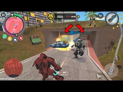 Rope Hero: Vice Town - (Red Transformer Ball Fight Police Car Robot) Red Ball Hide Inside Tunnel