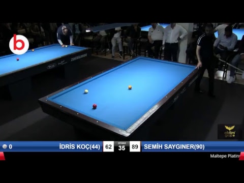 İDRİS KOÇ(44) & SEMİH SAYGINER(90) Bilardo Maçı - PLATINUM HANDİKAPLI LİGİ - 2018-1. Tur