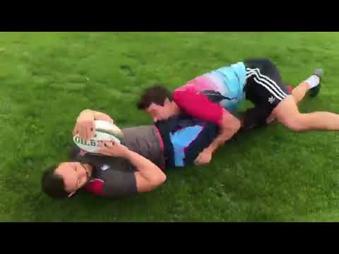 Rugby training drill to help with Tackling in the15 m channel