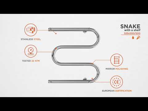 Водяна рушникосушарка Mario Змійка ∅25 1.1.2602.04.P (4820111350063, 525x500, хром/сатин/білий глянець/чорний матовий/золото/бронза, з полицею)